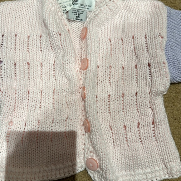Gita accessories cotton cardigan NWT baby infant 0-6 mos pink purple button XS - Picture 2 of 5